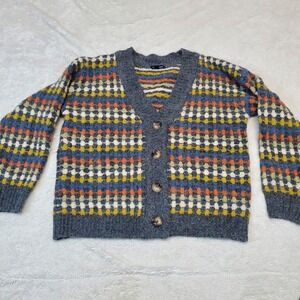 Blu Pepper Gray Diamond Boho Academia Knit Preppy Academia‎ Cropped Cardigan S